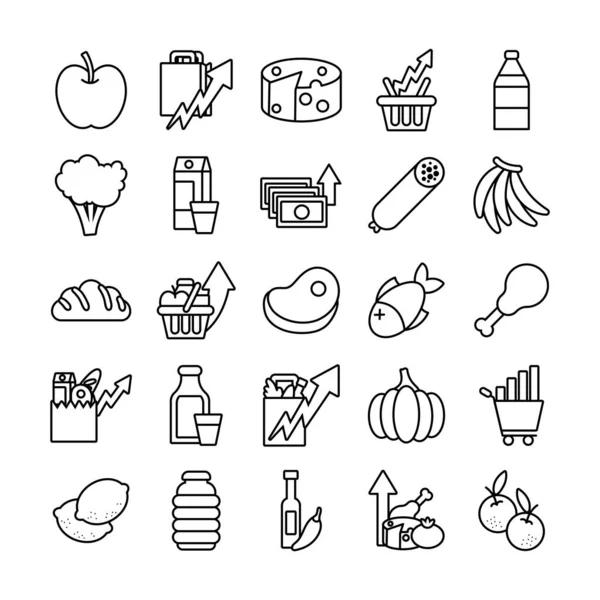 Paquete de iconos de cesta de productos básicos — Archivo Imágenes Vectoriales