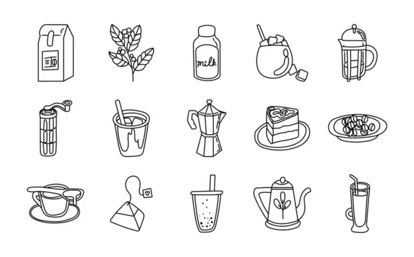 Paquete de café y té línea icono de estilo — Archivo Imágenes Vectoriales