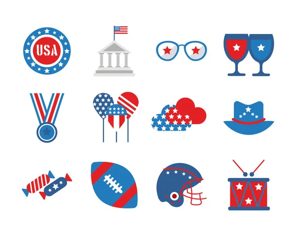 Paquet de jour de l'indépendance Etats-Unis icônes — Image vectorielle