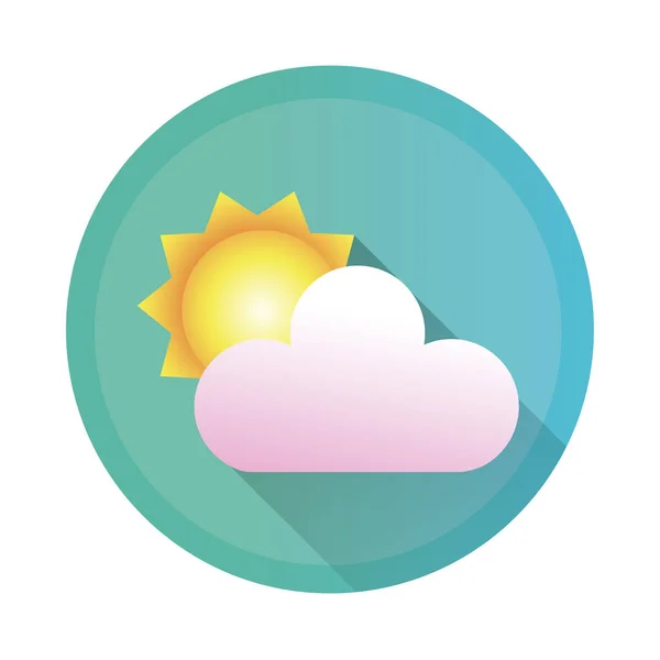 Cloud with sun detailed style icon — Stock Vector