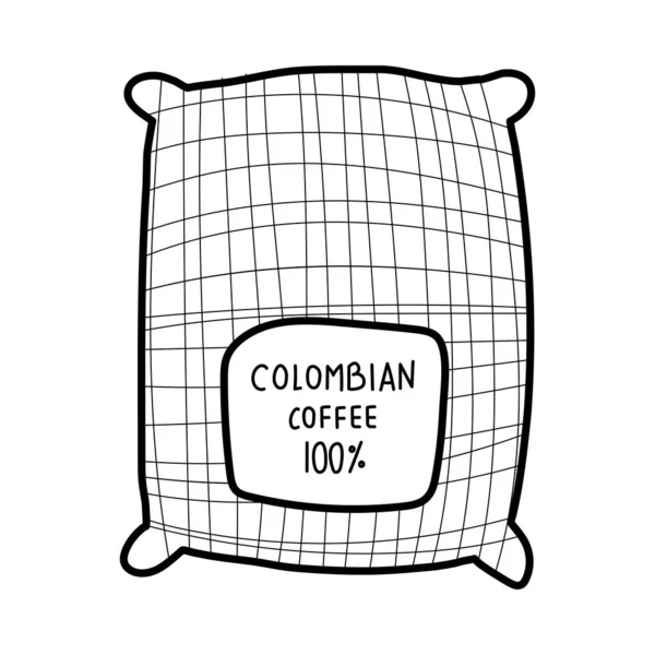 Colombienne sac à café icône de style de ligne de produits — Image vectorielle