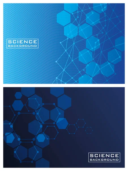 Two blues colors science backgrounds with lines structures — Stock Vector