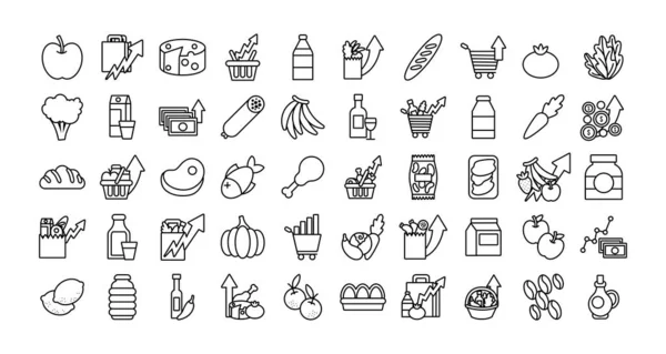 Paquete de iconos de cesta de productos básicos — Vector de stock