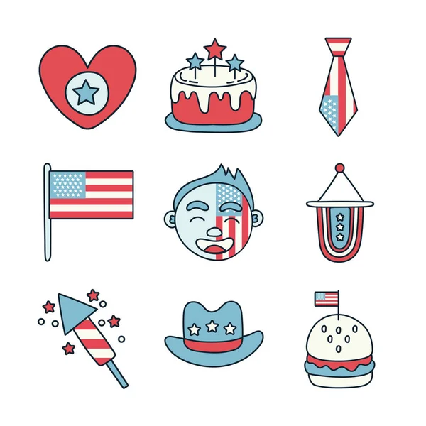 Paquete de iconos Día de la Independencia EE.UU. — Vector de stock