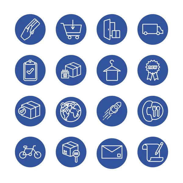 Bundle of delivery set icons — Stock Vector