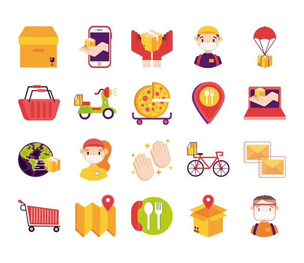 Bundle of delivery set icons — Stock Vector