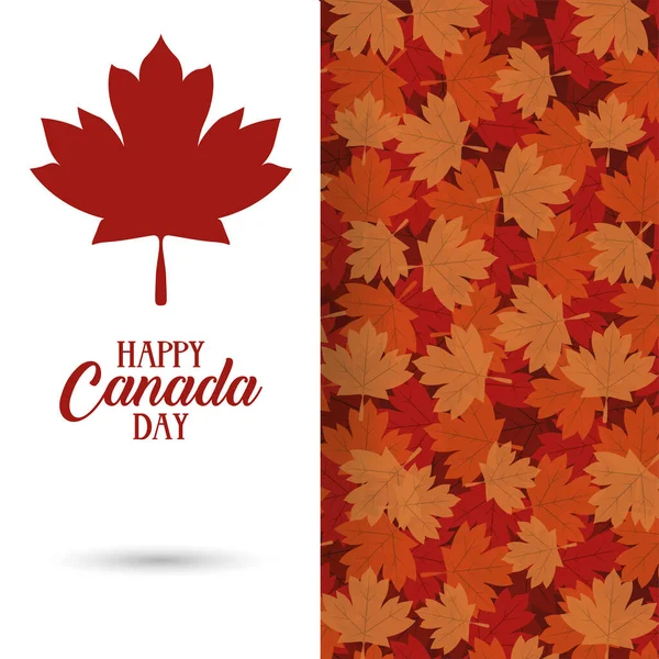 Carta di celebrazione del giorno del canada con foglie d'acero fogliame — Vettoriale Stock