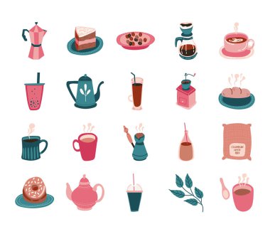 Kahve ve çay paketleri biçimsiz biçim simgesi