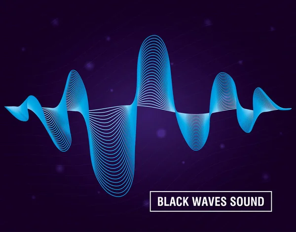 Černé vlny zvuk fialové pozadí — Stockový vektor