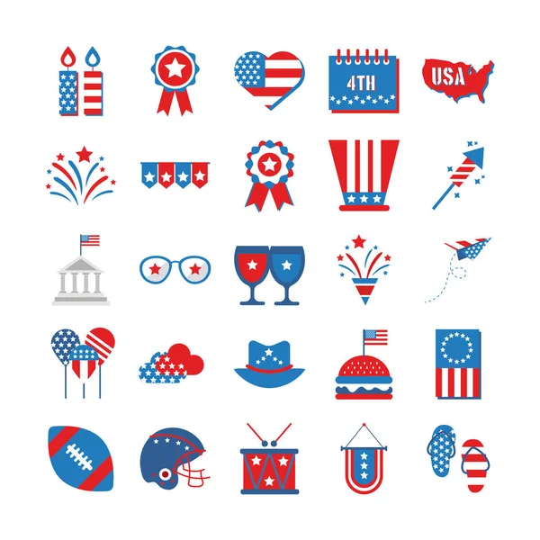 Bundle of independence day usa icons — Stock Vector