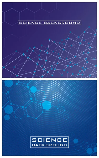Twee kleuren wetenschap achtergronden met lijnen structuren — Stockvector