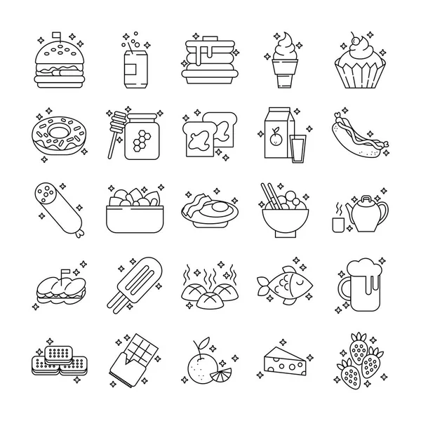 Bundle of nutritive food set icons — 스톡 벡터