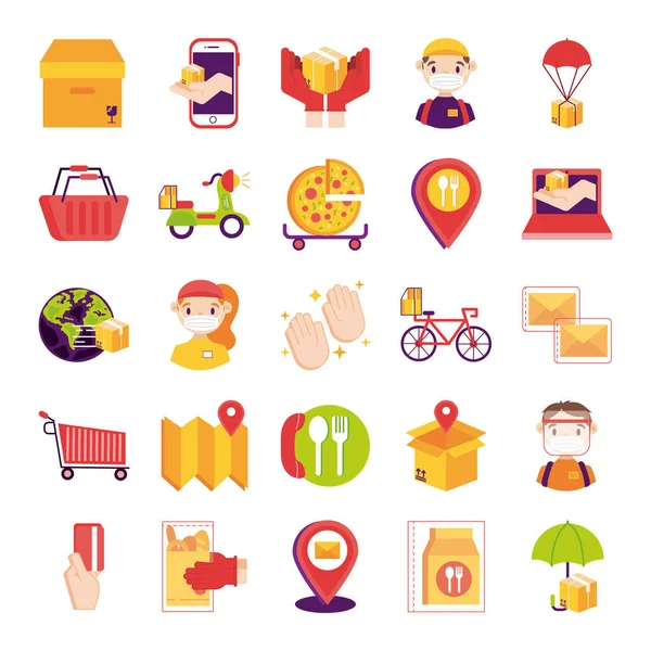 Bundel van levering set pictogrammen — Stockvector