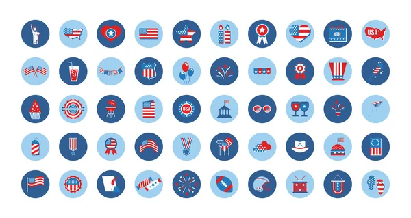 Bundle of independence day usa icons — Stock Vector