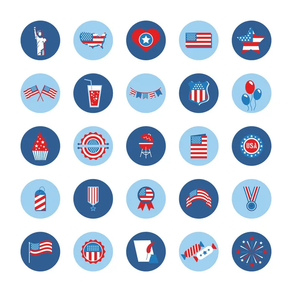 Paquete de iconos Día de la Independencia EE.UU. — Vector de stock