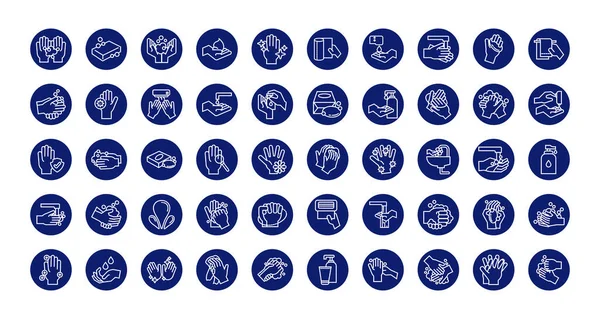 Paquet d'icônes de style bloc de lavage des mains — Image vectorielle