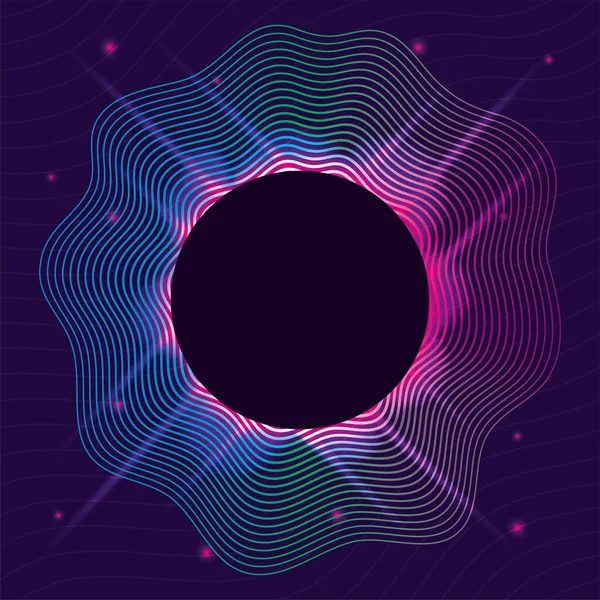 Zwarte golven geluid paarse achtergrond — Stockvector
