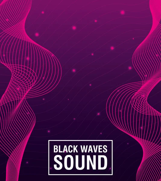 Negro ondas sonido rosa fondo — Vector de stock