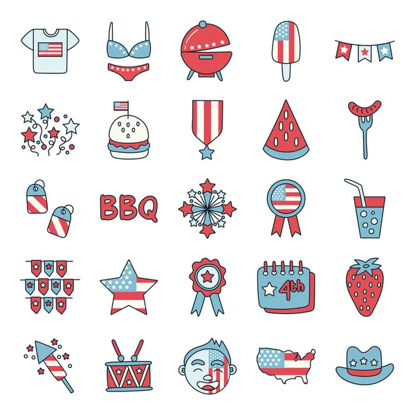 Paquete de iconos Día de la Independencia EE.UU. — Vector de stock