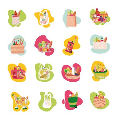 Bakkaliye paketleri simgeleri ayarlar