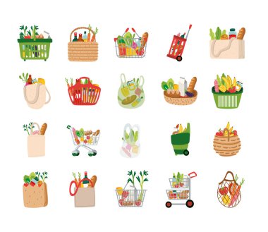 Bakkaliye paketleri simgeleri ayarlar