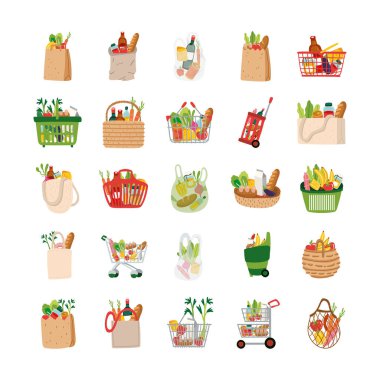 Bakkaliye paketleri simgeleri ayarlar