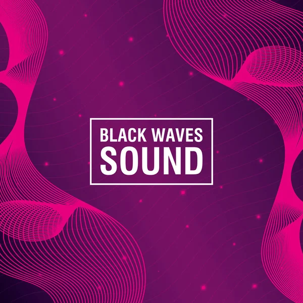 Negro ondas sonido rosa fondo — Vector de stock