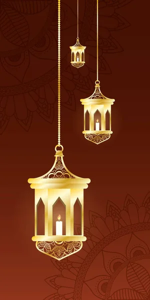 Lámpák lógó ramadan kareem dekoráció — Stock Vector