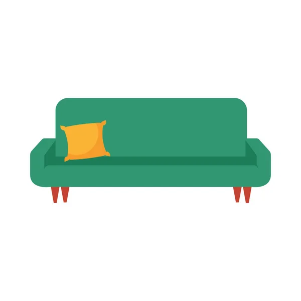 Sofá aislado con diseño de vectores de almohada — Vector de stock