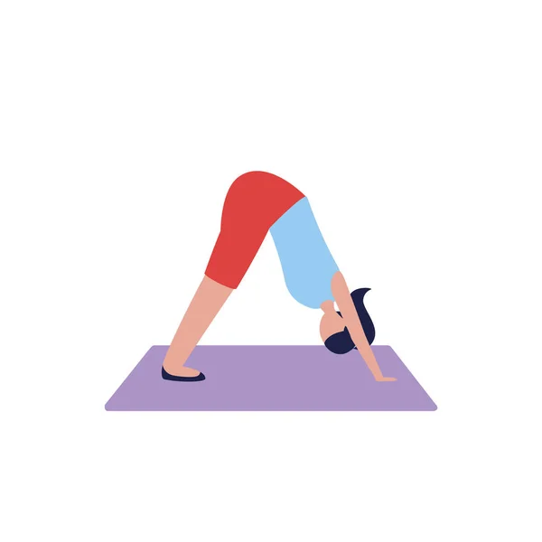 Vrouw doet yoga op mat vector ontwerp — Stockvector