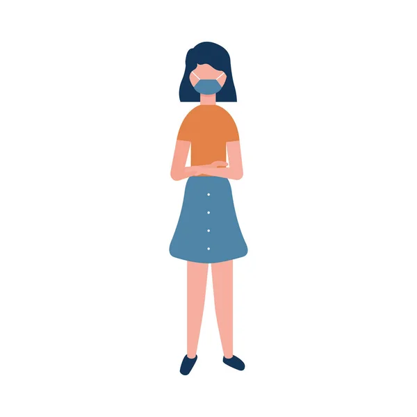 Femme avec masque médical conception vectorielle — Image vectorielle