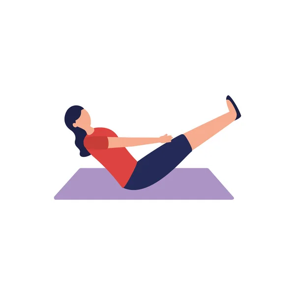 Woman doing yoga at mat vector design — Stock Vector