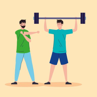 Egzersiz, yaşam tarzı sporu yapan bir grup adam.