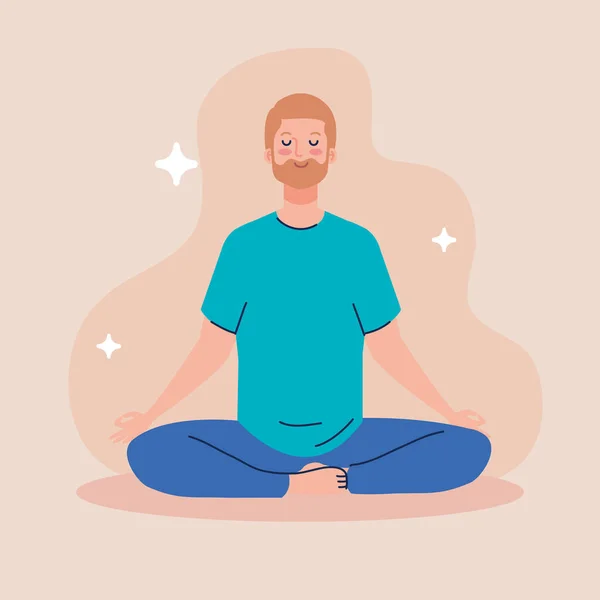 Meditace muže, koncept jógy, meditace, relax, zdravý životní styl — Stockový vektor