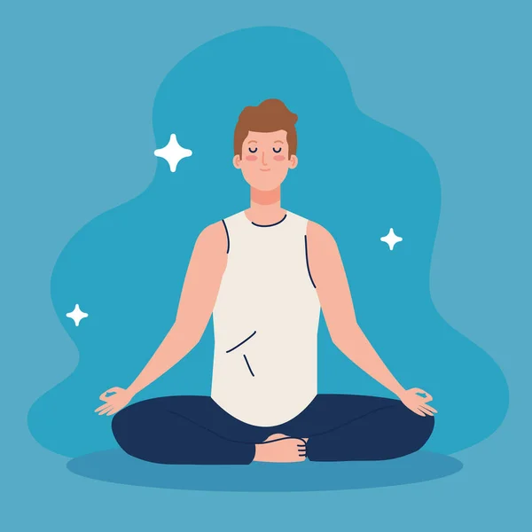 Uomo meditare, concetto per lo yoga, meditazione, rilassarsi, stile di vita sano — Vettoriale Stock