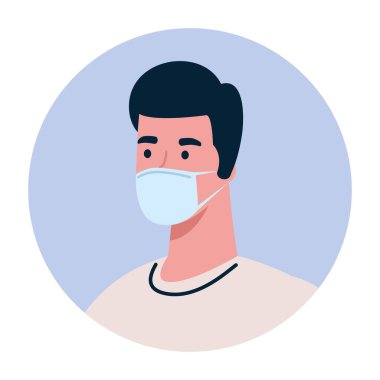 Korumalı tıbbi maske takan adam, Cavid 19 'a karşı.
