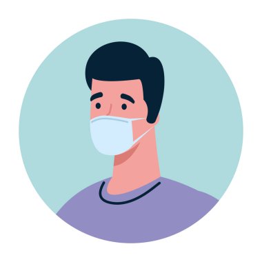 Korumalı tıbbi maske takan adam, Cavid 19 'a karşı.