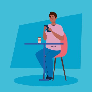 Yeni konsept restoranda sosyal mesafe, masada afro yemek, koruma, Coronavirus covid 19 'un önlenmesi