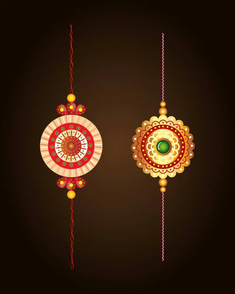 Set of rakhi, raksha bandhan, hindu celebration india festival culture tradition — Stock Vector
