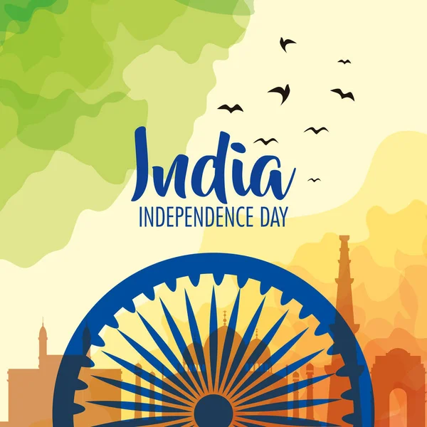 Święto indyjskiego dnia niepodległości z dekoracji koła Ahoka — Wektor stockowy