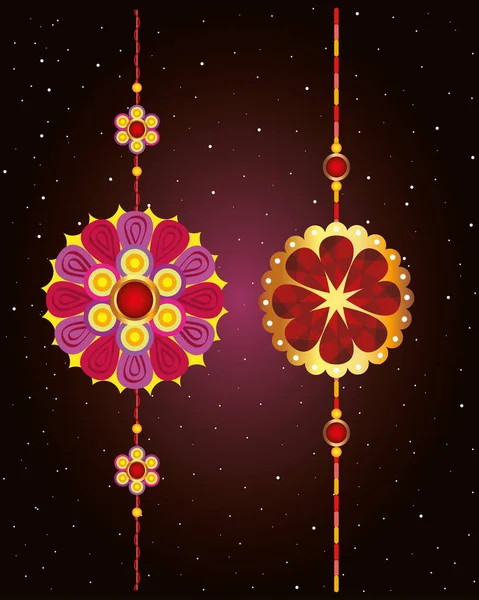Set van rakhi, raksha bandhan, hindoe viering india festival cultuur traditie — Stockvector
