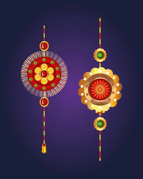 Set van rakhi, raksha bandhan, hindoe viering india festival cultuur traditie — Stockvector