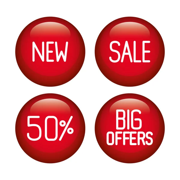 Botões grandes ofertas, promoção de venda, coleção set —  Vetores de Stock