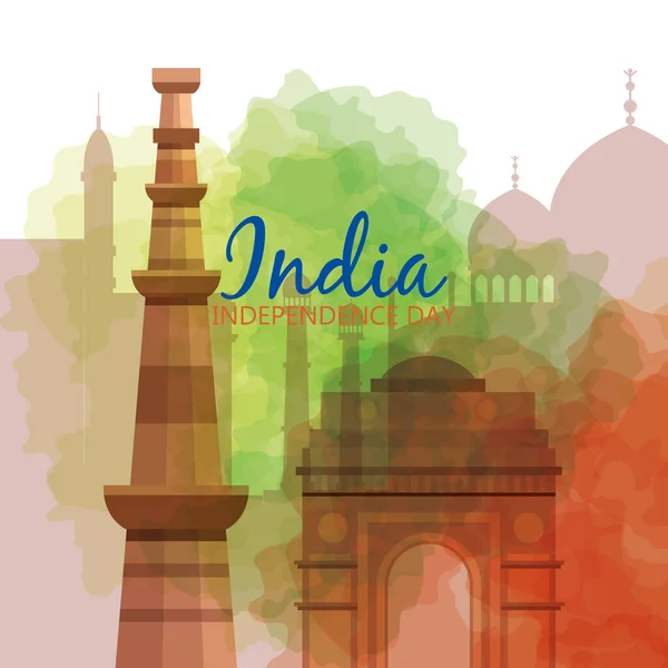 印度著名的纪念碑，作为独立日的背景 — 图库矢量图片
