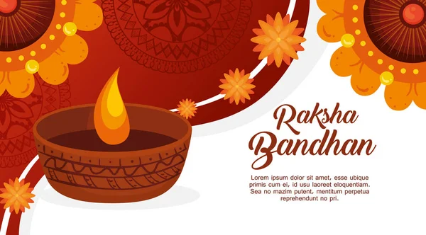 Tarjeta de felicitación para raksha bandhan, festival indio para la celebración del vínculo hermano y hermana, la relación vinculante — Vector de stock