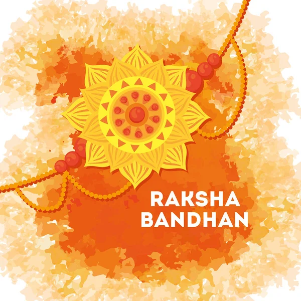 Ευχετήρια κάρτα με διακοσμητικό rakhi για raksha bandhan, ινδική γιορτή για τον αδελφό και την αδελφή γιορτή δεσίματος, η δεσμευτική σχέση — Διανυσματικό Αρχείο