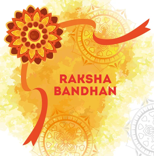 Ευχετήρια κάρτα με διακοσμητικό rakhi για raksha bandhan, ινδική γιορτή για τον αδελφό και την αδελφή γιορτή δεσίματος, η δεσμευτική σχέση — Διανυσματικό Αρχείο
