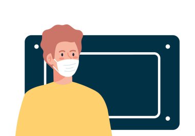 Korumalı tıbbi maske takan adam, Cavid 19 'a karşı.