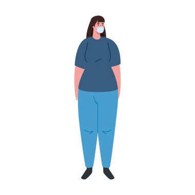 Tibbi koruyucu maske takan bir kadin.