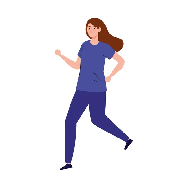 Жінка біжить, бігає вправами, спортивні змагання — стоковий вектор